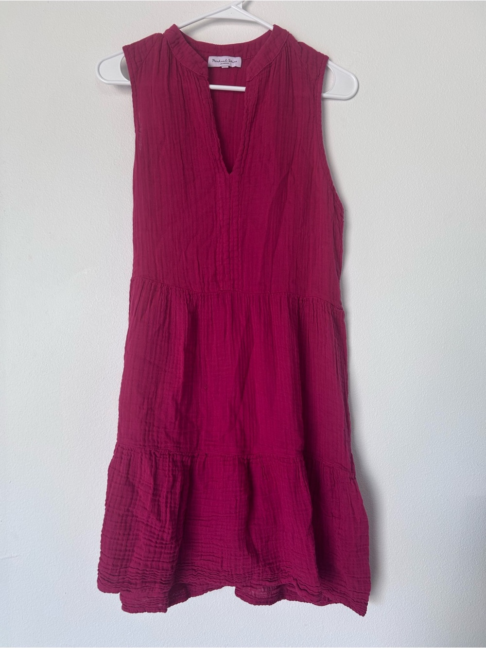 Michael Stars Women’s Sleeveless Tiered Daisy Gauze Cotton Dress - Berry S